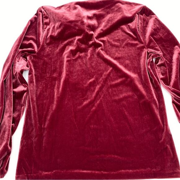 Talbots Velour Blouse Neck Tie Balloon Sleeve - Picture 2 of 6